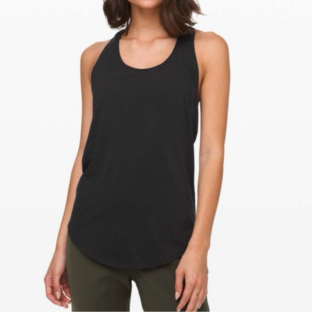 Lululemon Love Pleated Back Black Pima Cotton Racerback Tank Top Womens Size 2